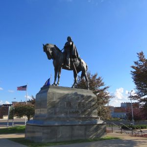 Equestrian statue of George Armstrong Custer in MI Monroe US