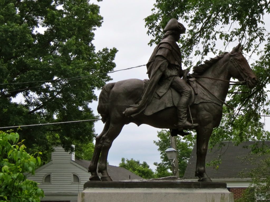 Equestrian statue of Washington in NJ Morristown US