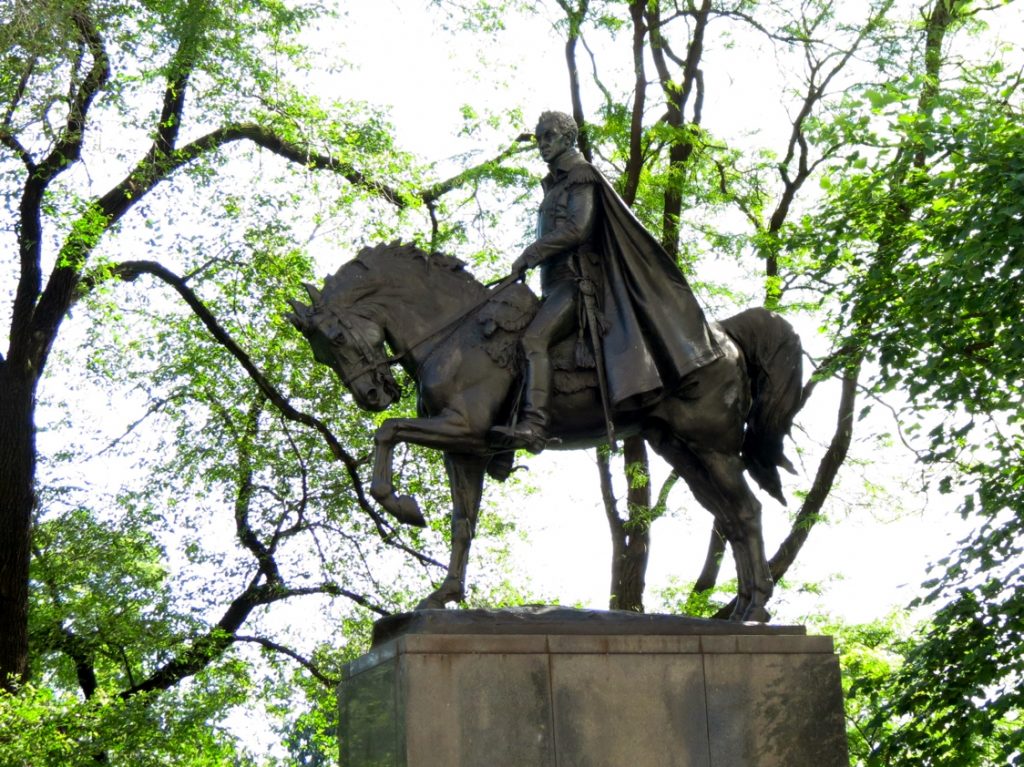 Equestrian statue of Simon Bolivar in NY New York City US