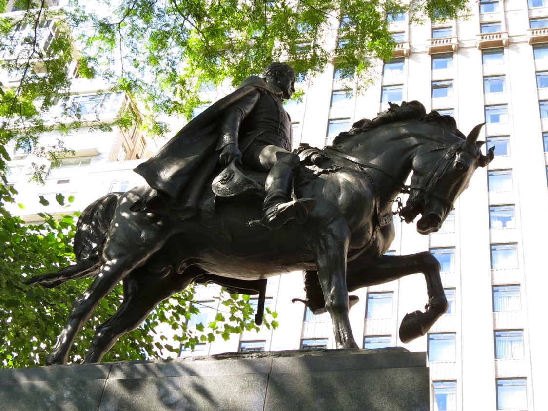 Equestrian statue of Simon Bolivar in NY New York City US