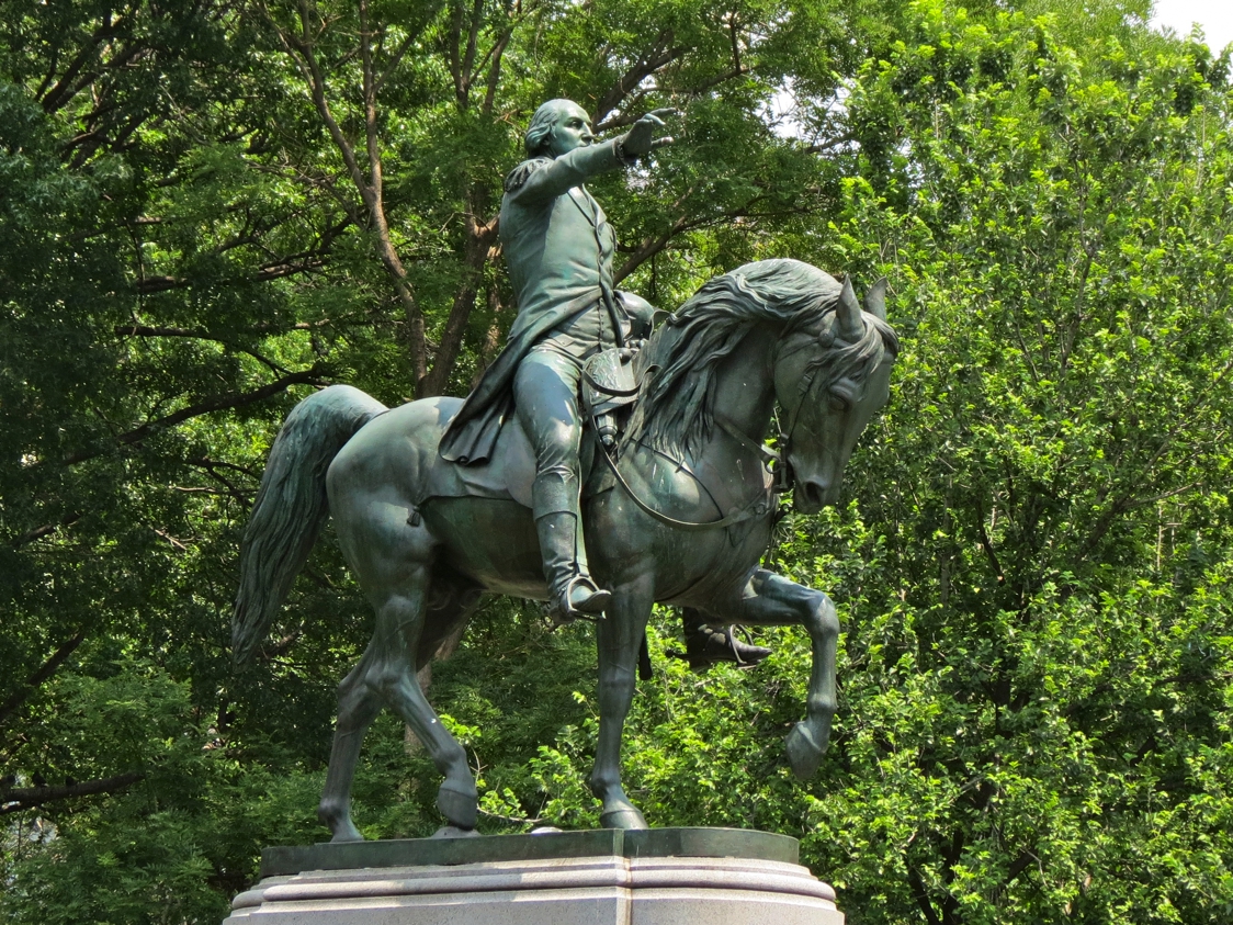 Equestrian statue of Washington in NY New York City US