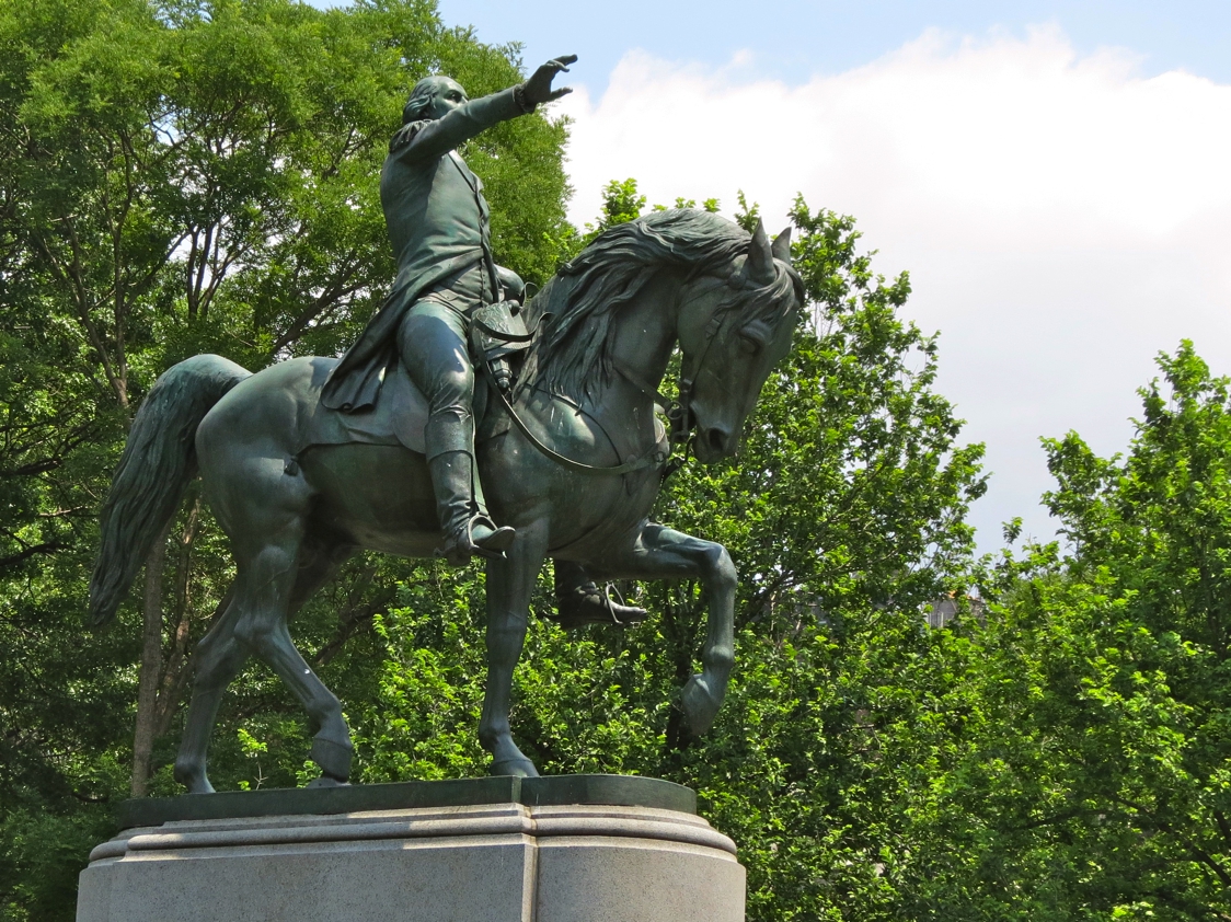 Equestrian statue of Washington in NY New York City US