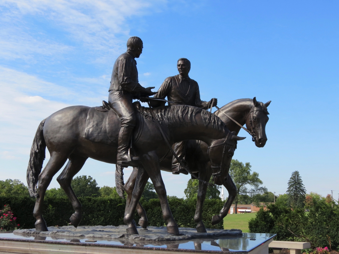 Equestrian statue of Joseh and Hyrum Smith in IL Nauvoo US