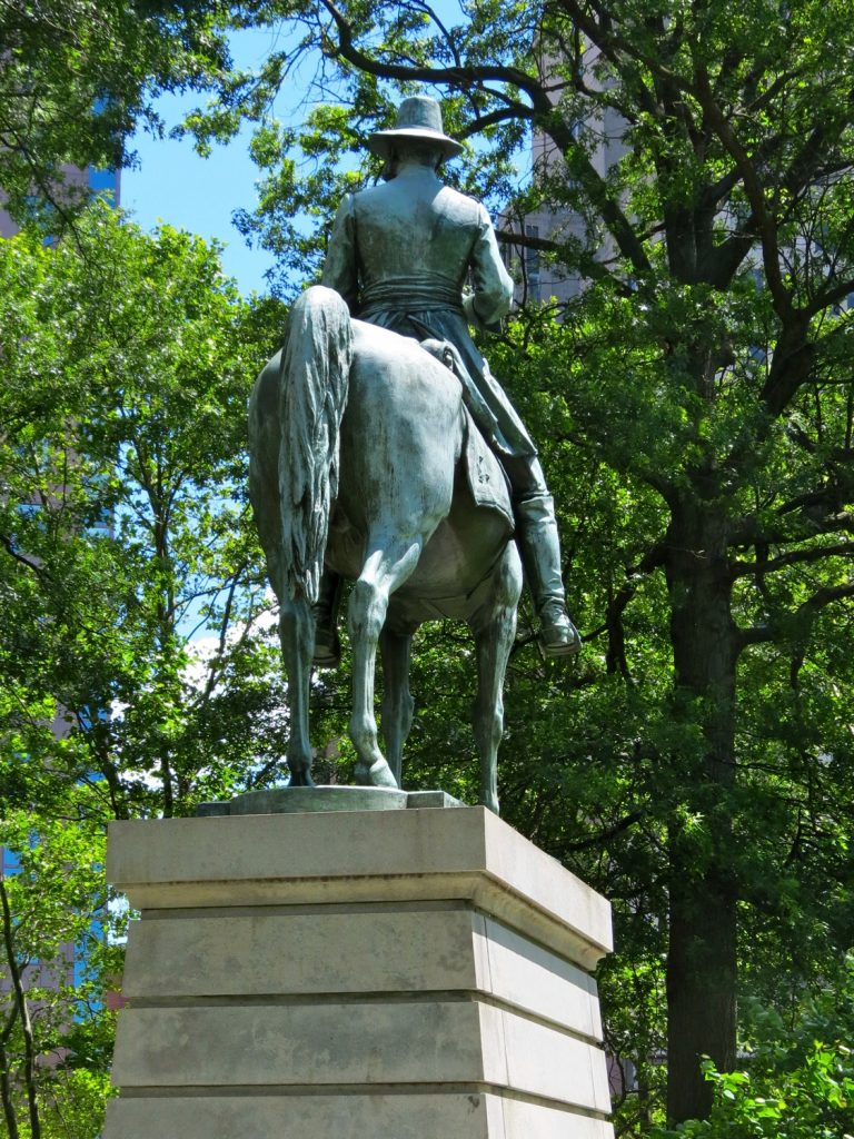 Equestrian statue of Ambrose Burnside in RI Providence US