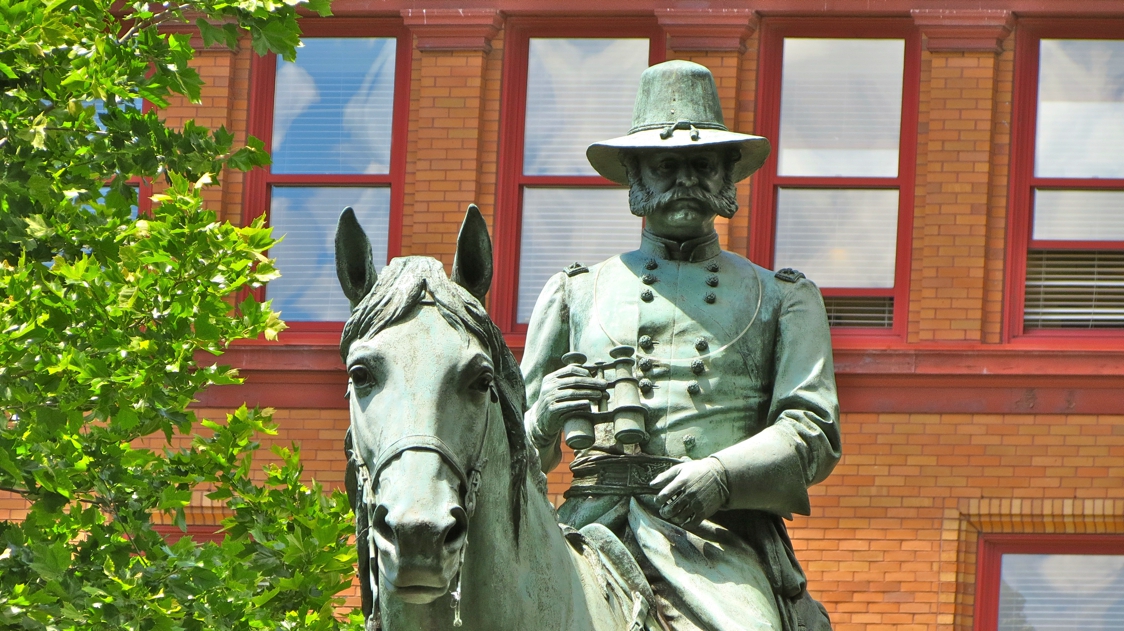 Equestrian statue of Ambrose Burnside in RI Providence US