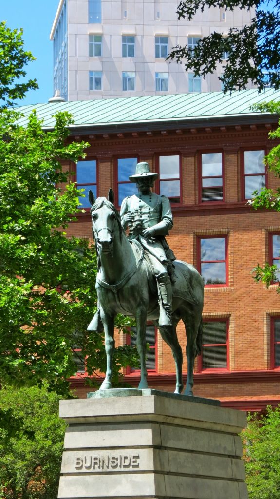 Equestrian statue of Ambrose Burnside in RI Providence US