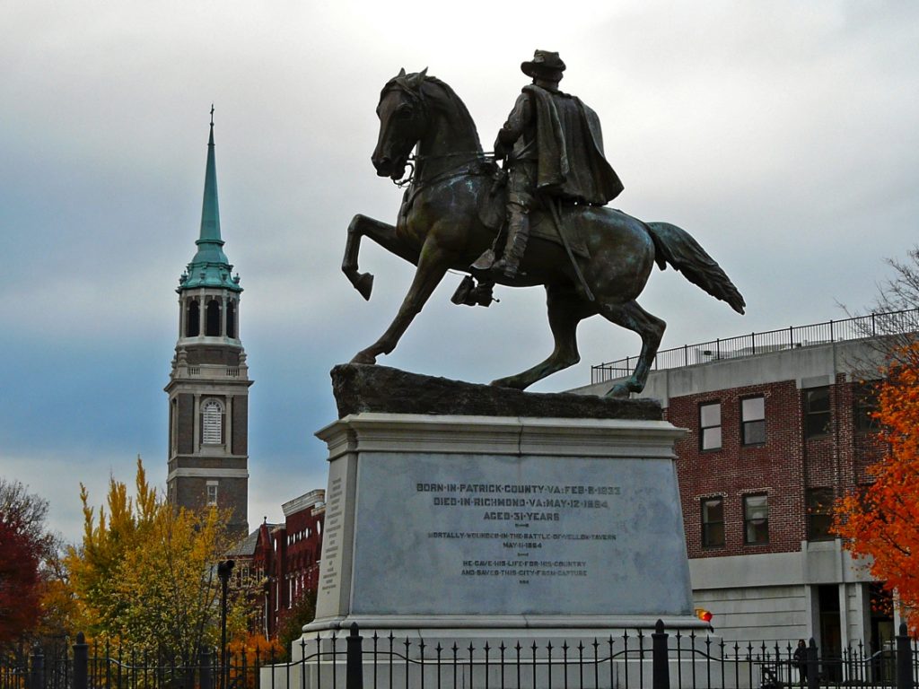 Equestrian statue of James Ewell Brown Stuart in VA Richmond US