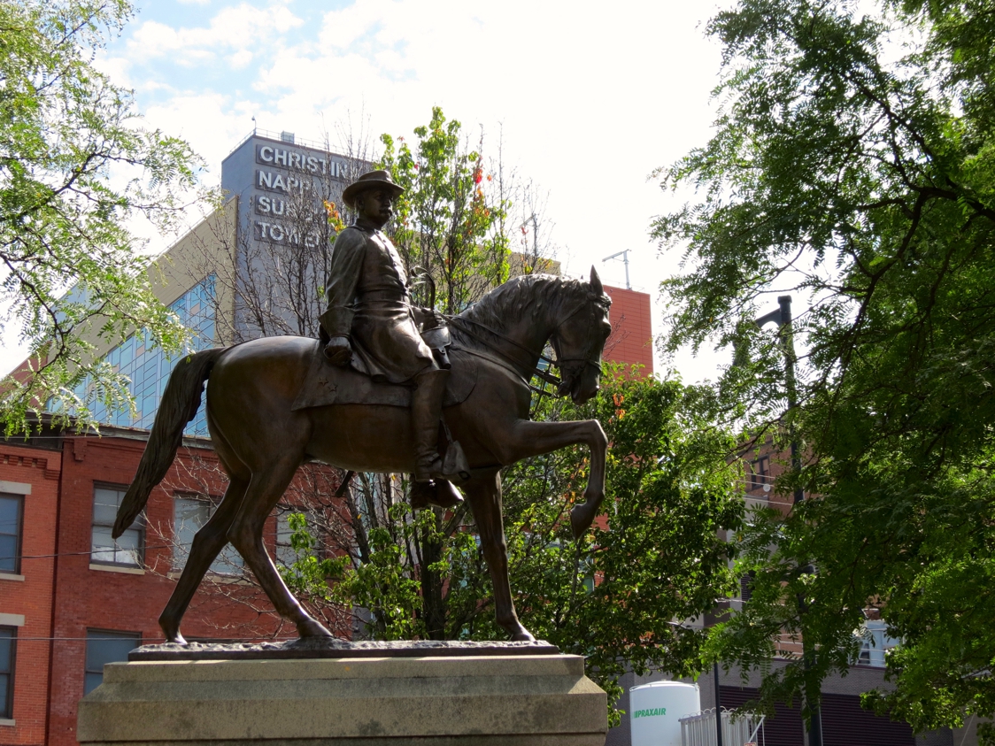 Equestrian statue of Gustavus A. Sniper in NY Syracuse US