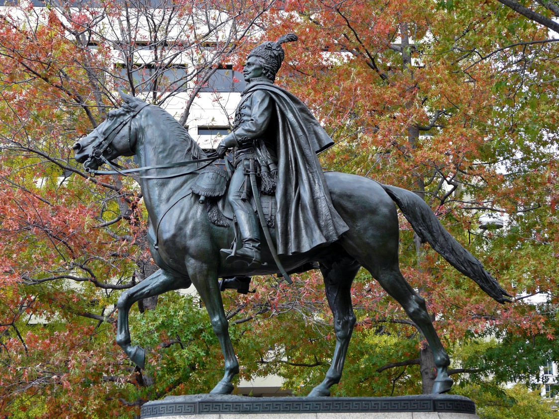 Equestrian statue of Casimir Pulaski in Washington D.C. US