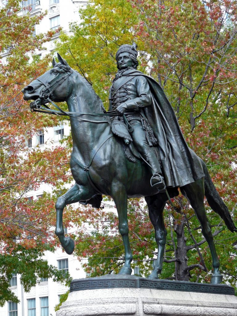 Equestrian statue of Casimir Pulaski in Washington D.C. US