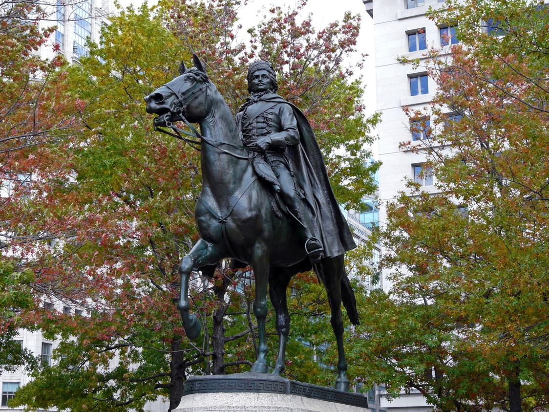 Equestrian statue of Casimir Pulaski in Washington D.C. US