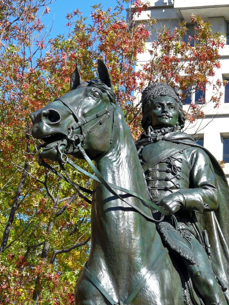 Equestrian statue of Casimir Pulaski in Washington D.C. US