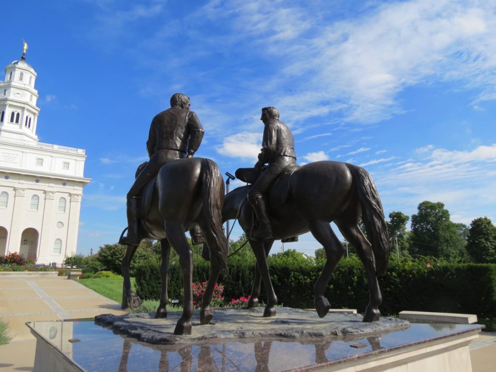 Equestrian statue of Joseh and Hyrum Smith in IL Nauvoo US