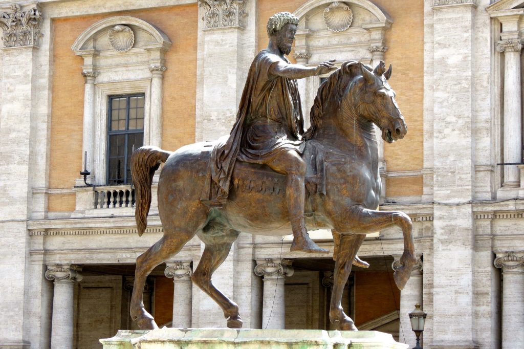 Equestrian statue of Marcus Aurelius in Rome Italy