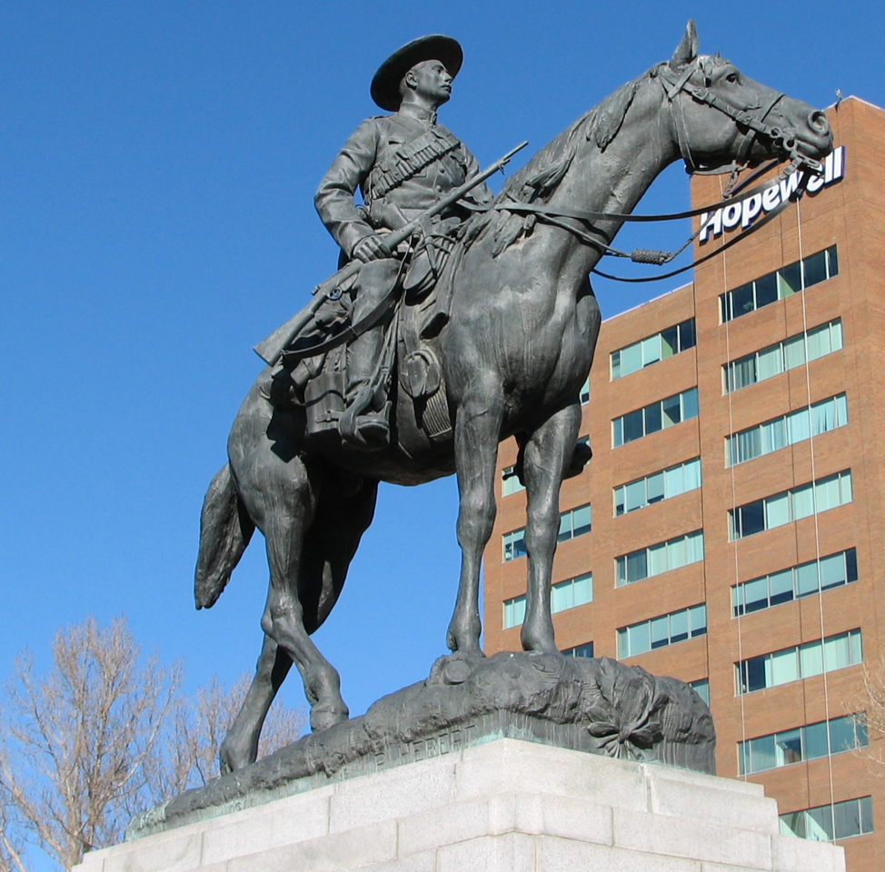 Equestrian statue of Boer War memorial in Calgary, Alberta Canada