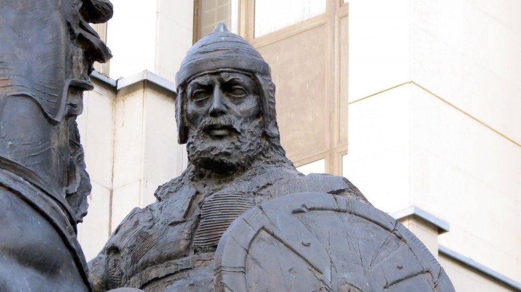 Equestrian statue of Bulgarian warrior in Lovech Bulgaria