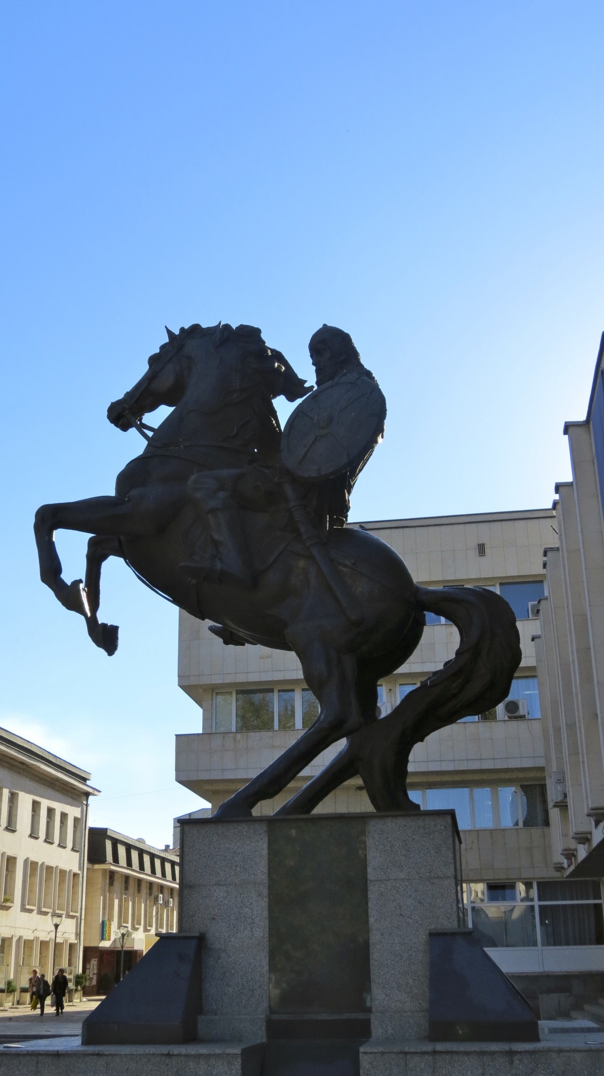Equestrian statue of Bulgarian warrior in Lovech Bulgaria