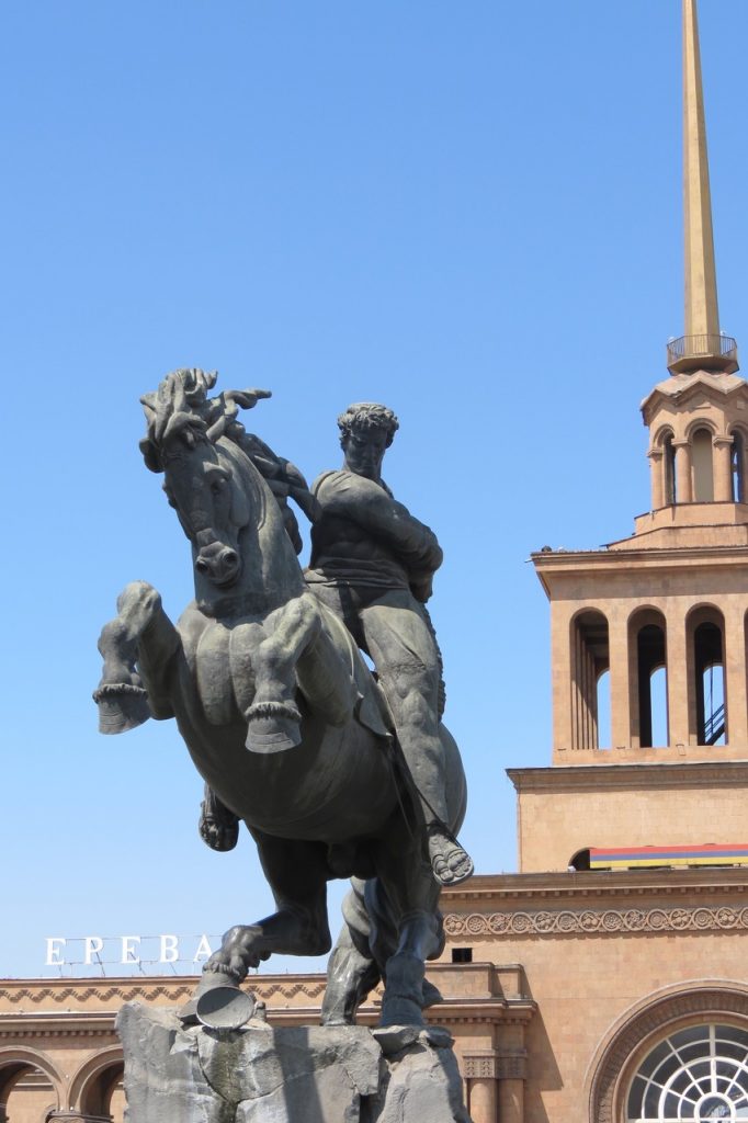 Equestrian statue of David of Sassoun in Yerevan Armenia