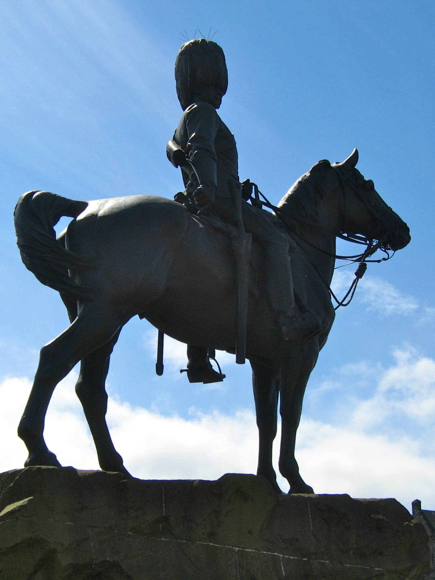 Equestrian statue of Boer War memorial in Edinburgh UK