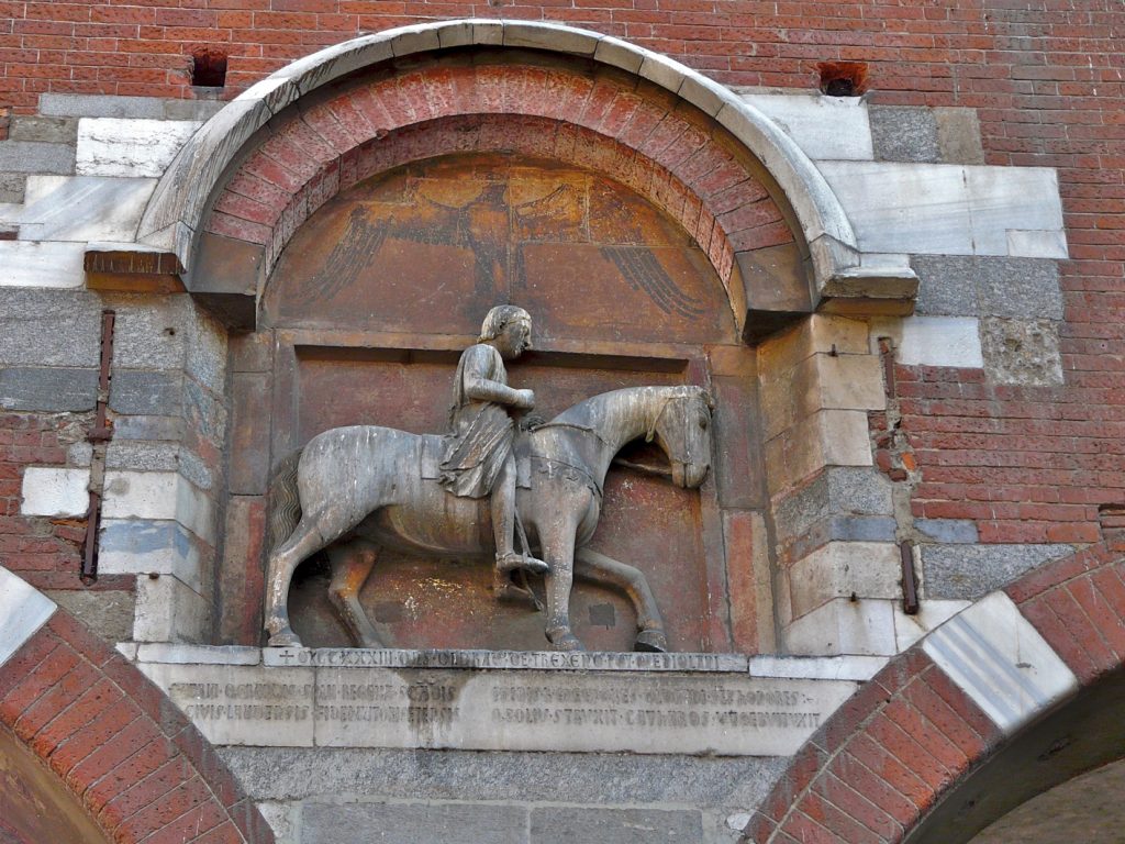 Equestrian statue of Oldrado de Tresseno in Milan Italy