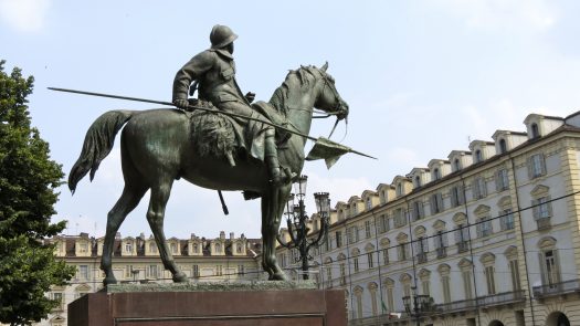 Equestrian statue of Soldato a cavallo in Turin Italy