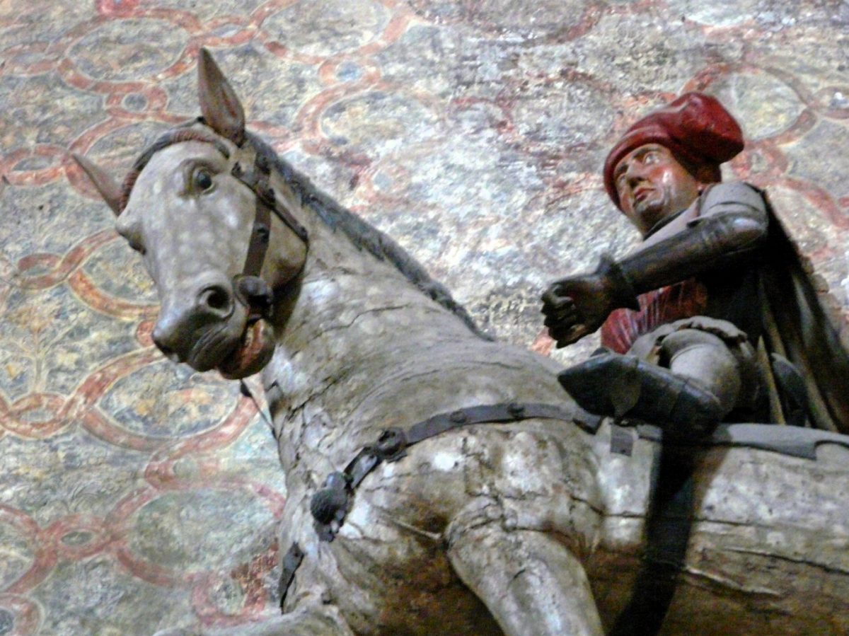 Equestrian statue of Paolo Savelli in Venice Italy