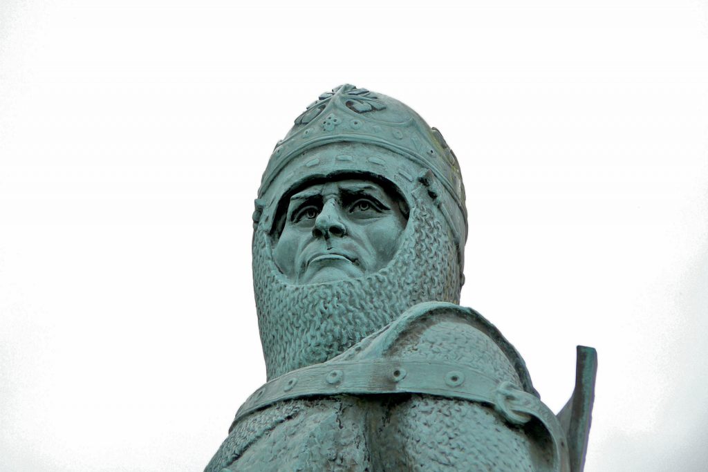 Equestrian statue of Robert the Bruce in Bannockburn UK