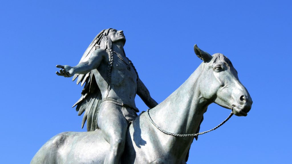 Equestrian statue of Appeal to the great spirit in MA Boston US