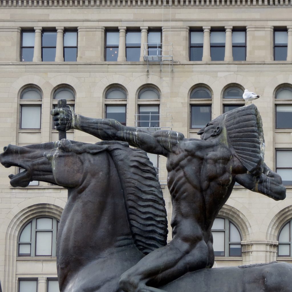 Equestrian statue of Bowman in IL Chicago US