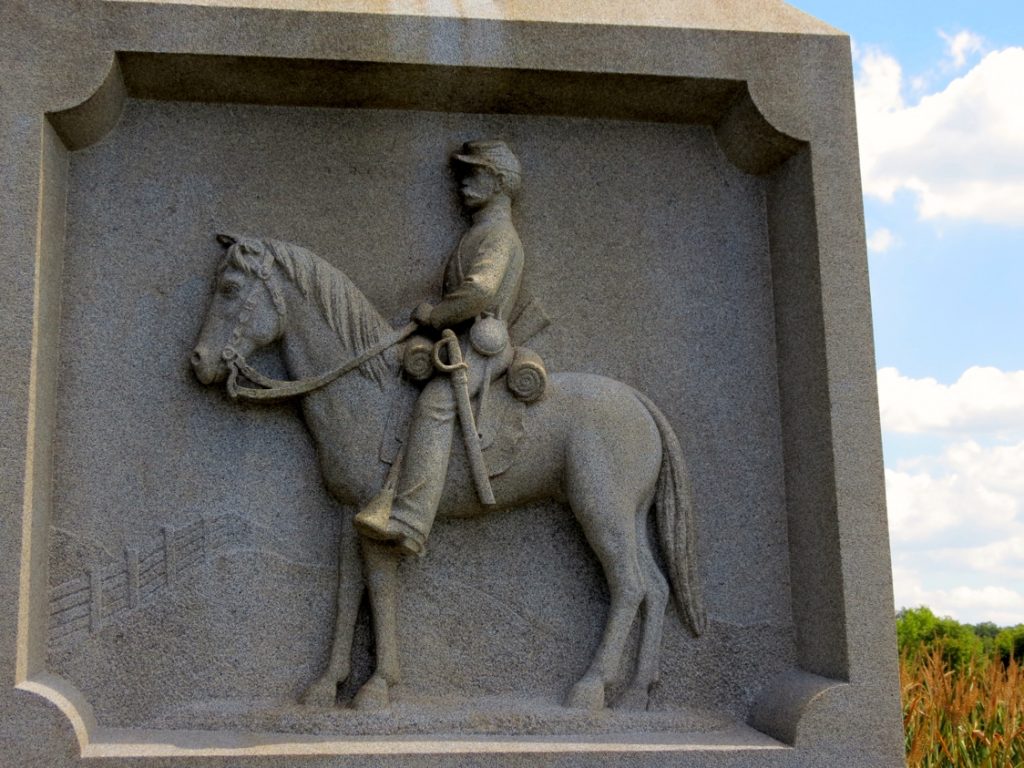 Equestrian statue of Cavalry memorial in PA Gettysburg US