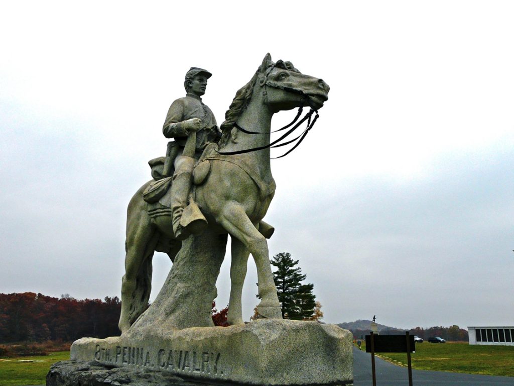 Equestrian statue of Cavalry memorial in PA Gettysburg US