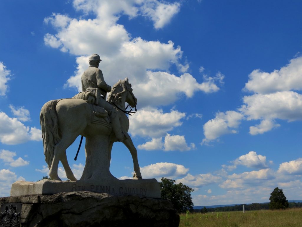 Equestrian statue of Cavalry memorial in PA Gettysburg US