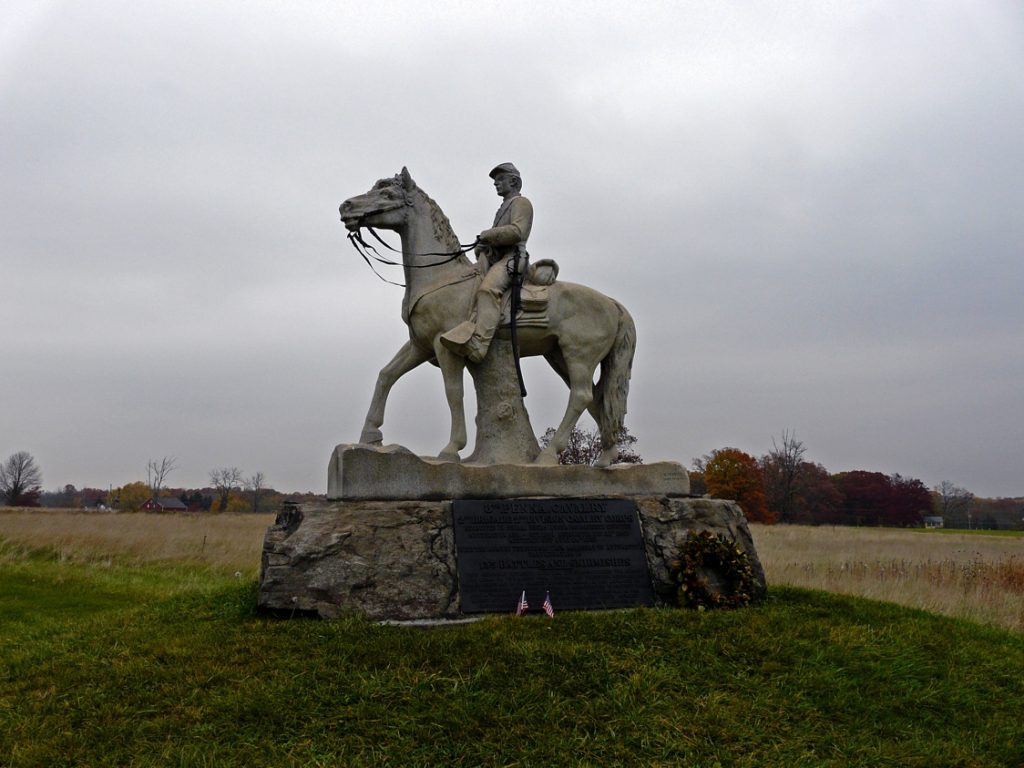 Equestrian statue of Cavalry memorial in PA Gettysburg US