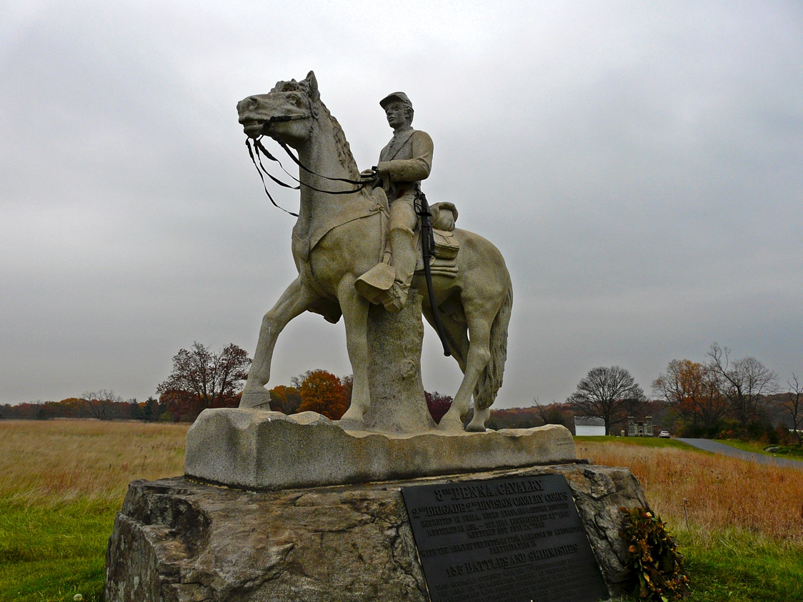 Equestrian statue of Cavalry memorial in PA Gettysburg US