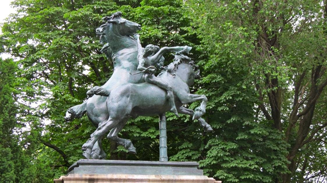 Equestrian statue of Horse tamers in NY New York City US