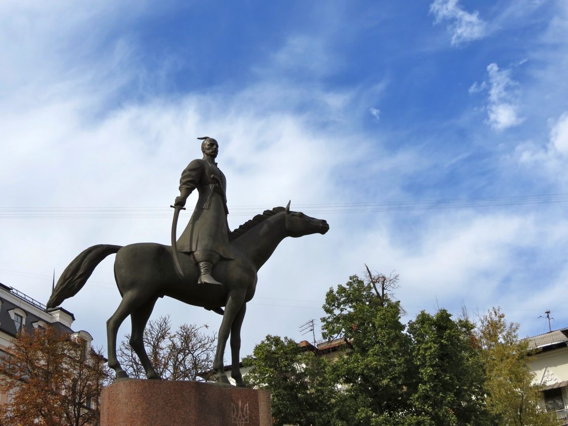 Equestrian statue of Cossack monument in Kiev Ukraine