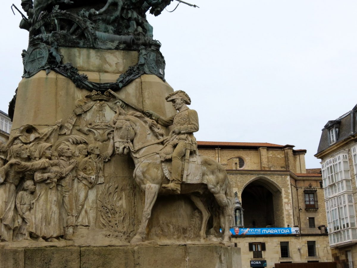 Equestrian statue of Miguel Ricardo de Alava in VitoriaGasteiz Spain