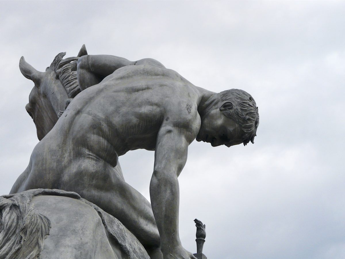 Equestrian statue of Torchbearers in Madrid Spain