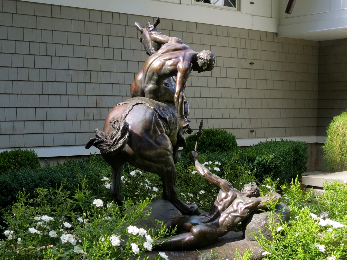 Equestrian statue of Torchbearers in CT Redding US