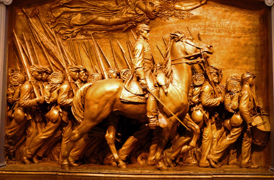 Equestrian statue of Shaw memorial Memorial civil war in Washington D.C. US