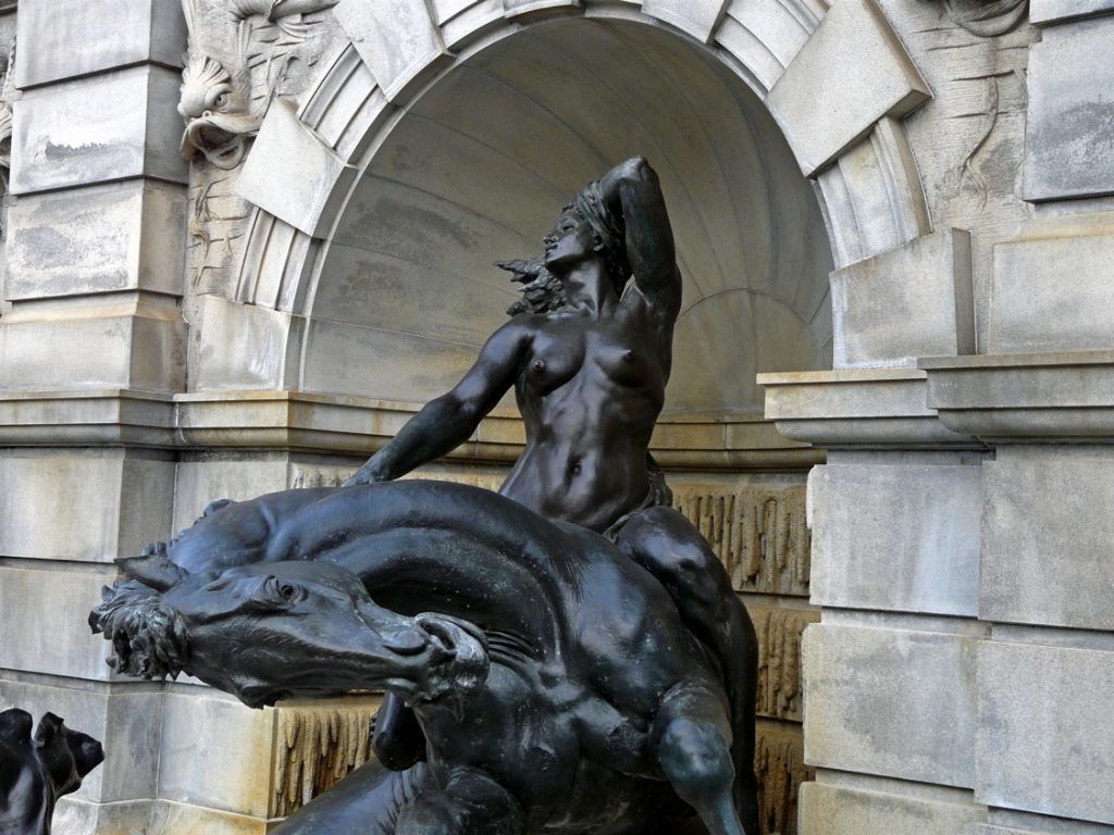 Equestrian statue of Neptune Fountain in Washington D.C. US