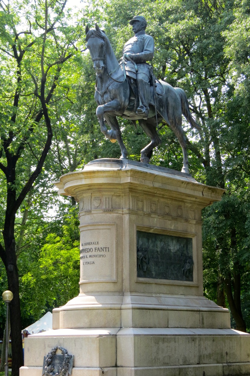 Equestrian statue of Manfredo Fanti by Cesare Zocchi in Carpi (Italy)